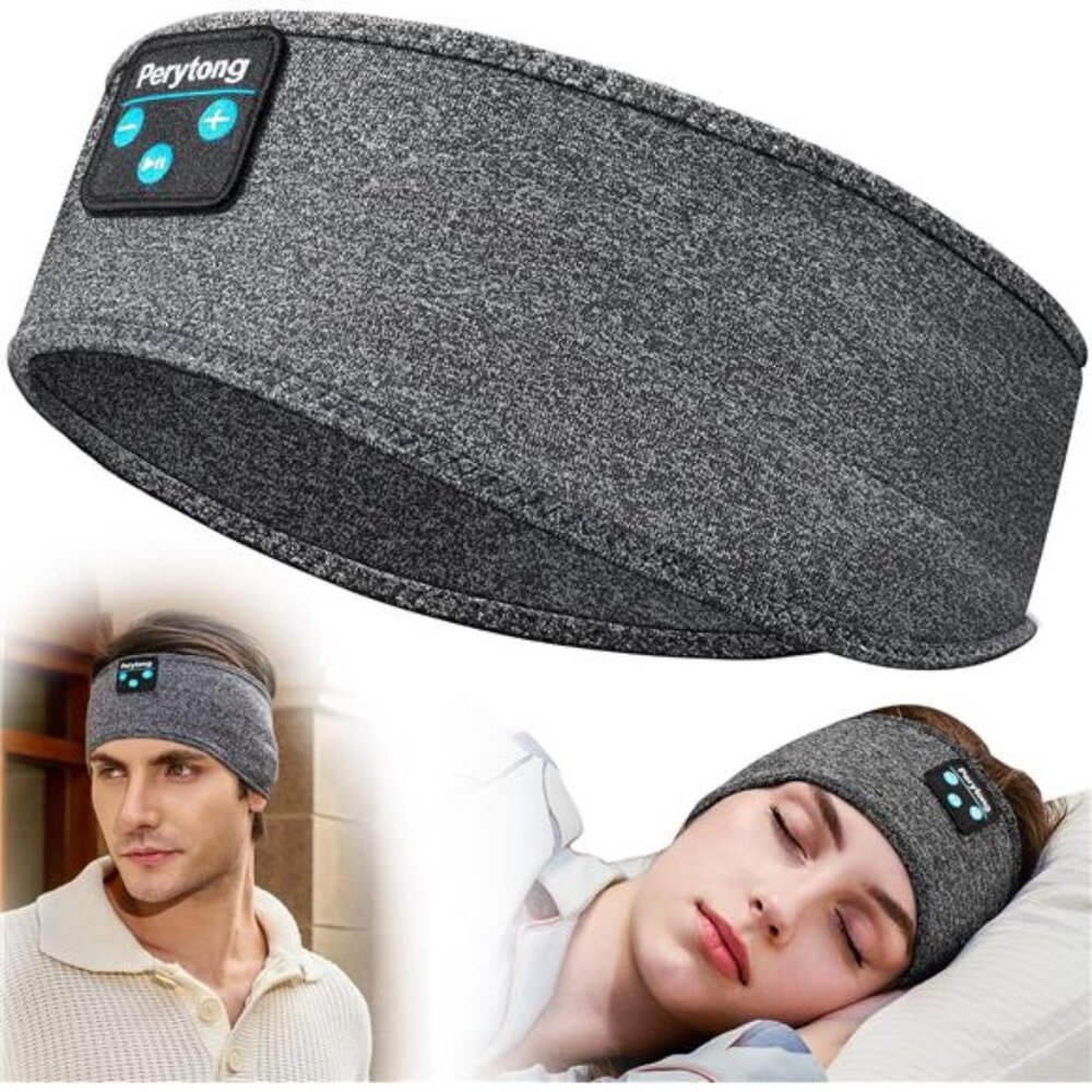 Gray Sleeping Headphones Bluetooth Headband, Soft Long Time Play Headset